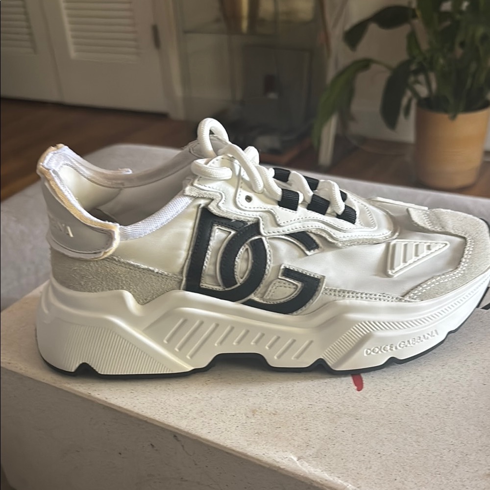 Dolce & Gabbana White and Black Logo Sneakers